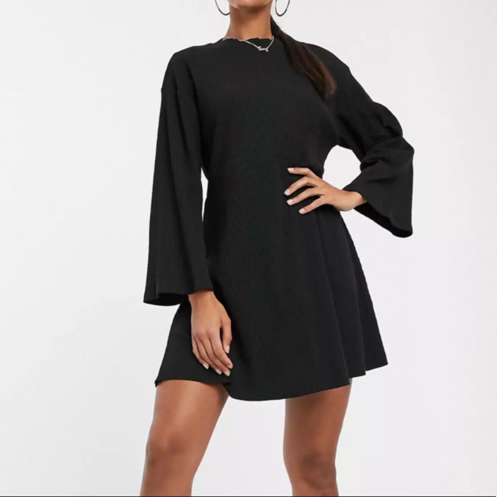 NWT ASOS ribbed oversized smock dress in black